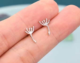 Brincos de semente de dente-de-leão em prata de lei, prata ou ouro, brincos "Faça um desejo", brincos de dente-de-leão