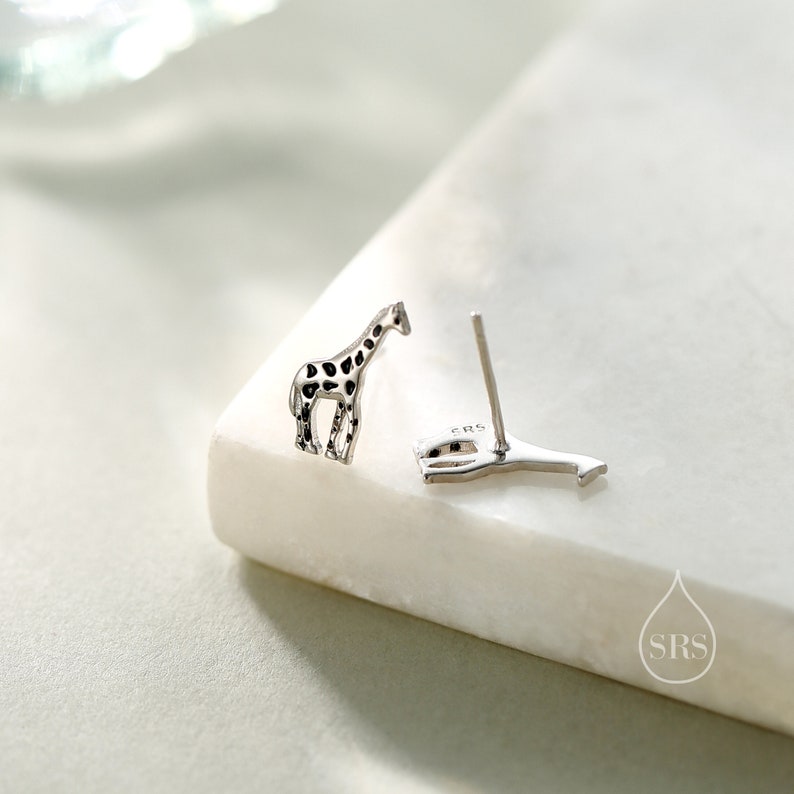 Sterling Silver Cute Little Giraffe Stud Earrings Hand Painted Enamel Cute, Fun, Whimsical and Pretty Jewellery image 5