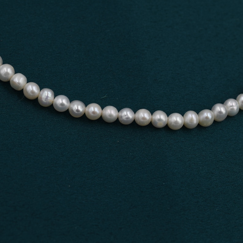 Genuine Freshwater Pearl Necklace in Sterling Silver Slightly Etsy