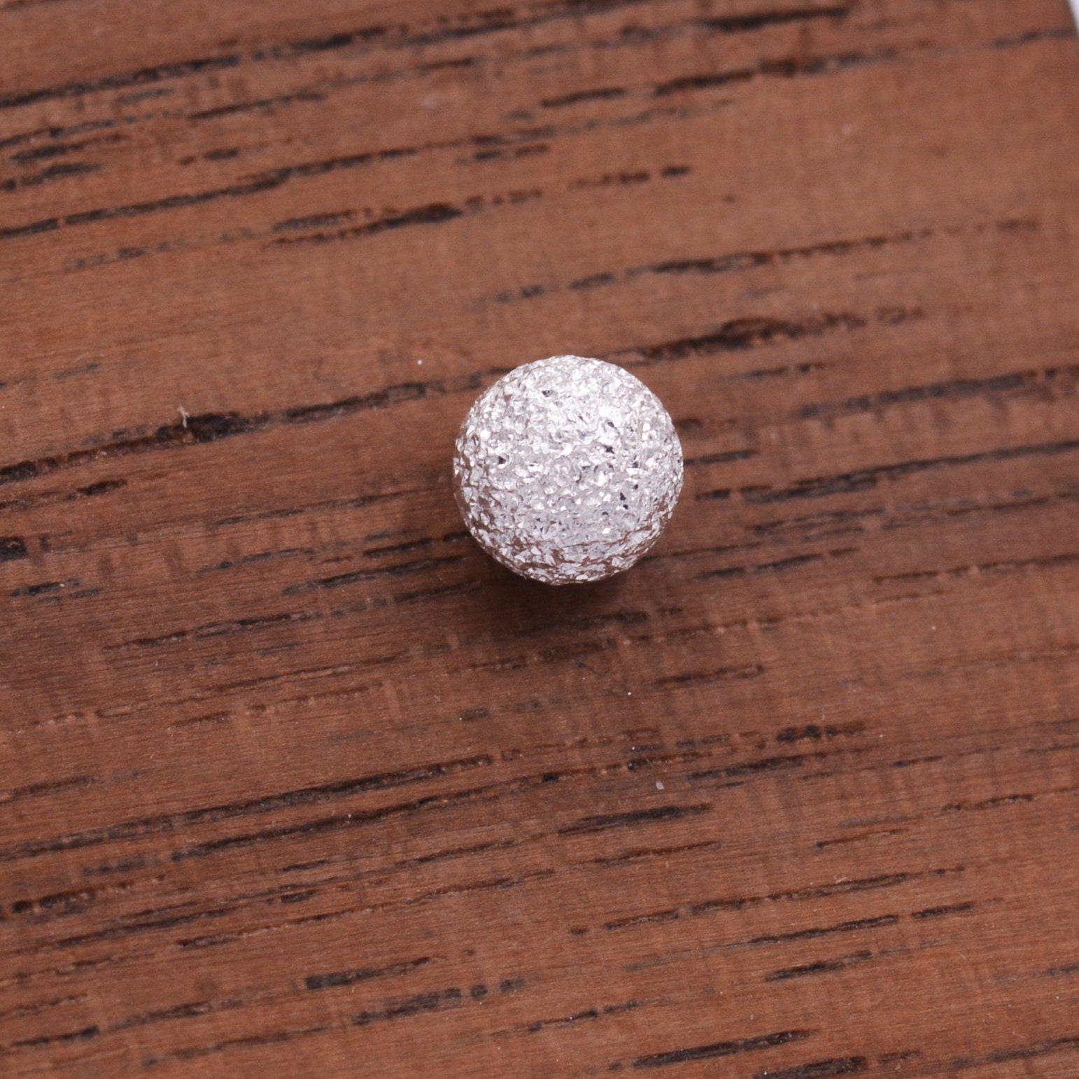 Frosted Ball Stud Earrings in Sterling Silver Gold or Silver Etsy UK