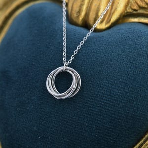 Sterling Silver Four Interlocking Circles Pendant Necklace, Four Entwined Rings for 40s, 40th Infinity Necklace