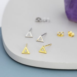 Tiny Triangle Stud Earrings in Sterling Silver, Silver or Gold, Geometric Triangle Earrings image 3