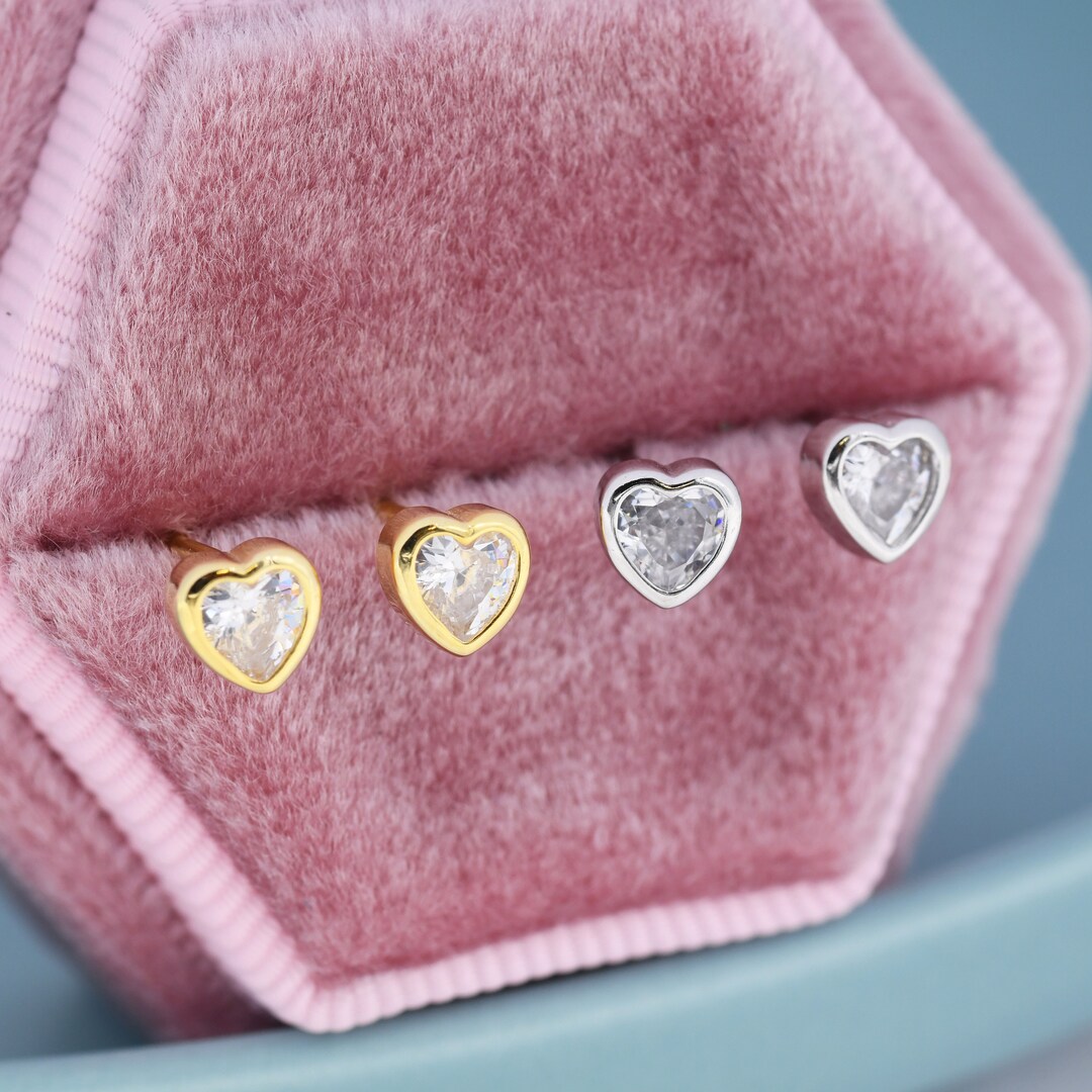 Gold Plated With Cz Heart Petite Stud Earring For Women main image 1