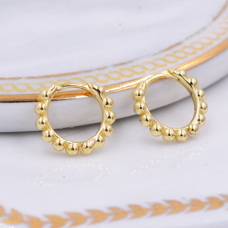 Sterling Silver Huggie Hoop Earrings Pebble Circle Round Etsy UK