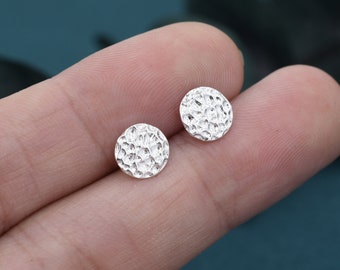 Pendientes de plata de ley con forma de disco martillado, pendientes martillados, pendientes de monedas