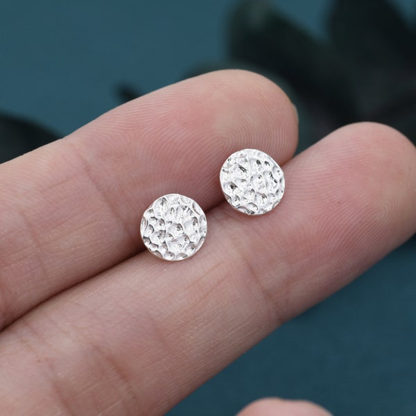 Pendientes de plata de ley con forma de disco martillado, pendientes martillados, pendientes de monedas