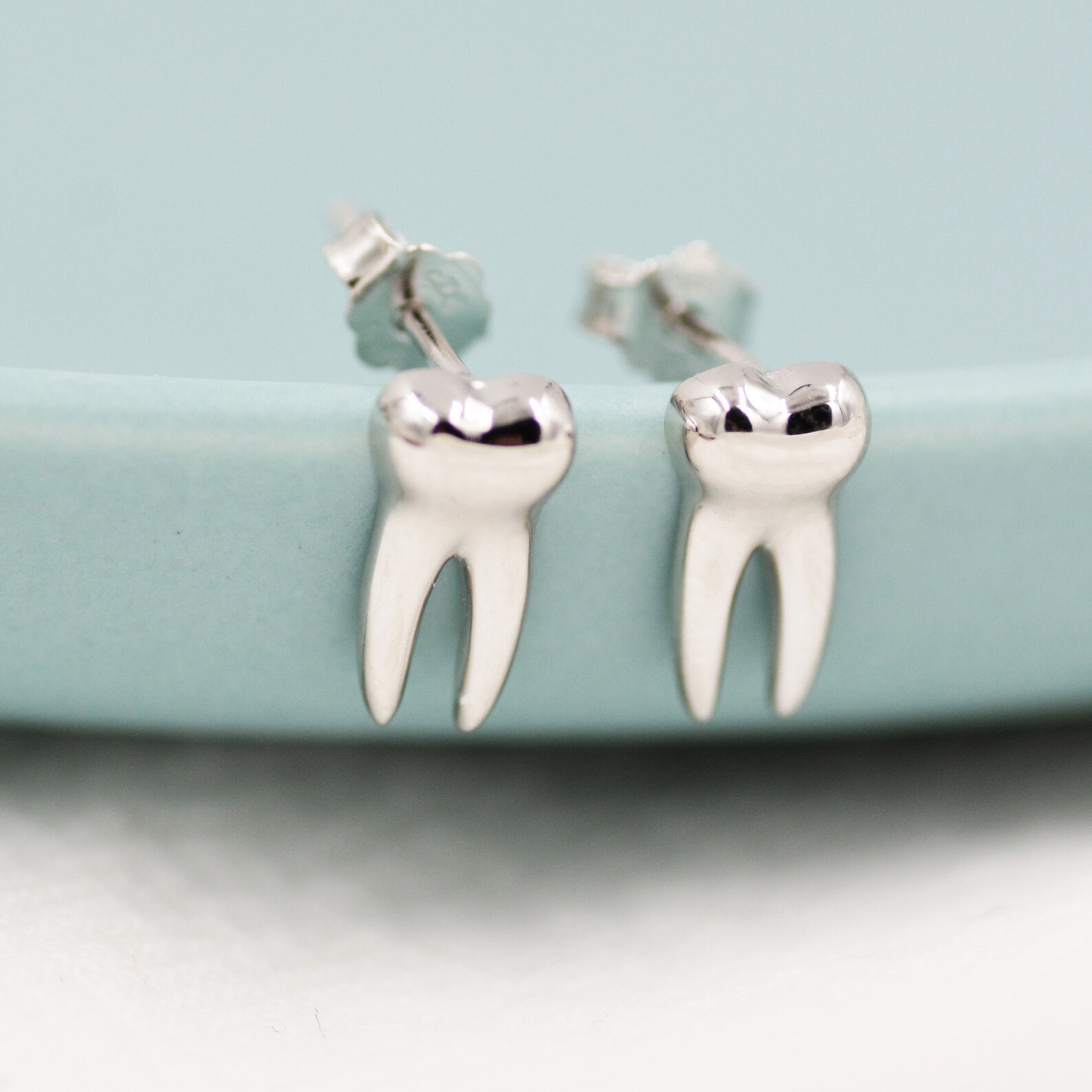 Teeth Earrings in Sterling Silver Molar Stud Earrings Silver Etsy