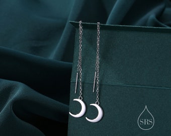 Crescent Moon Dangle Threaders Earrings, Moon Ear Threaders, Moon Earrings, Celestial Earrings