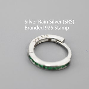 Extra Skinny Clear CZ Huggie Hoop in Sterling Silver, Silver or Gold, 8mm Inner Diameter Hoop Earrings, April Birthstone image 6