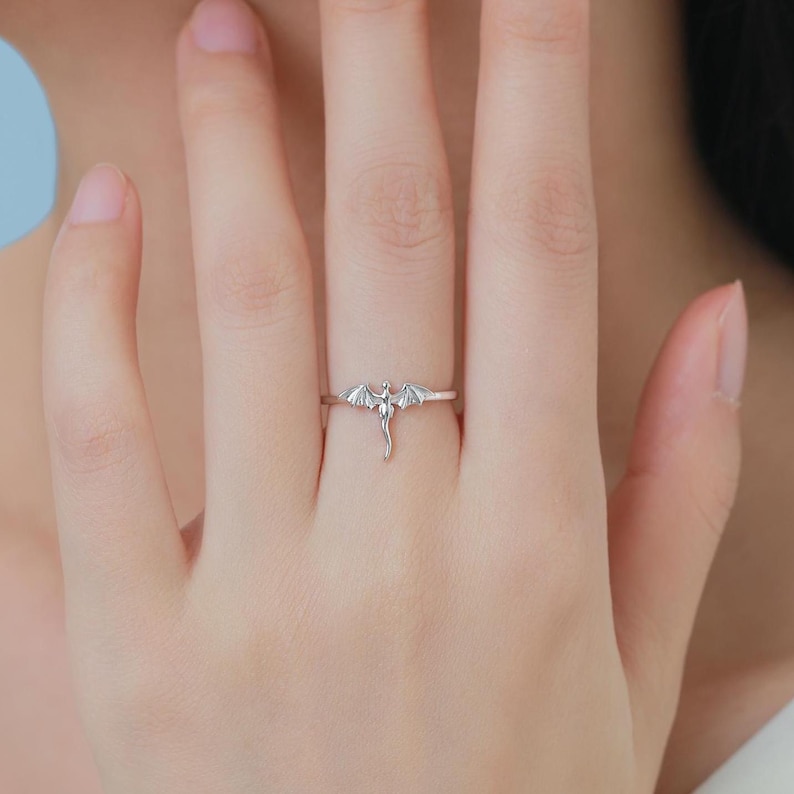 Sterling Silver Dragon Dainty Ring image 4