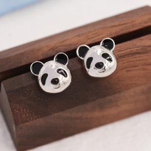 Panda earrings silver Clearance