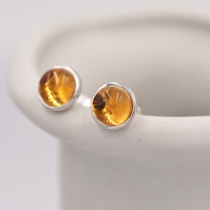 Natural Citrine Crystal Stud Earrings in Sterling Silver 4 sizes Genuine Yellow Citrine Crystal Stud Earrings Semi Precious Gemstone image 1