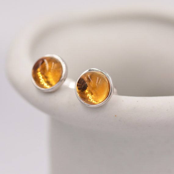 Orecchini A Perno In Argento Sterling 925 Con Cristallo Giallo Ambra, Creato In Laboratorio, Arranview Jewellery - Foto 2