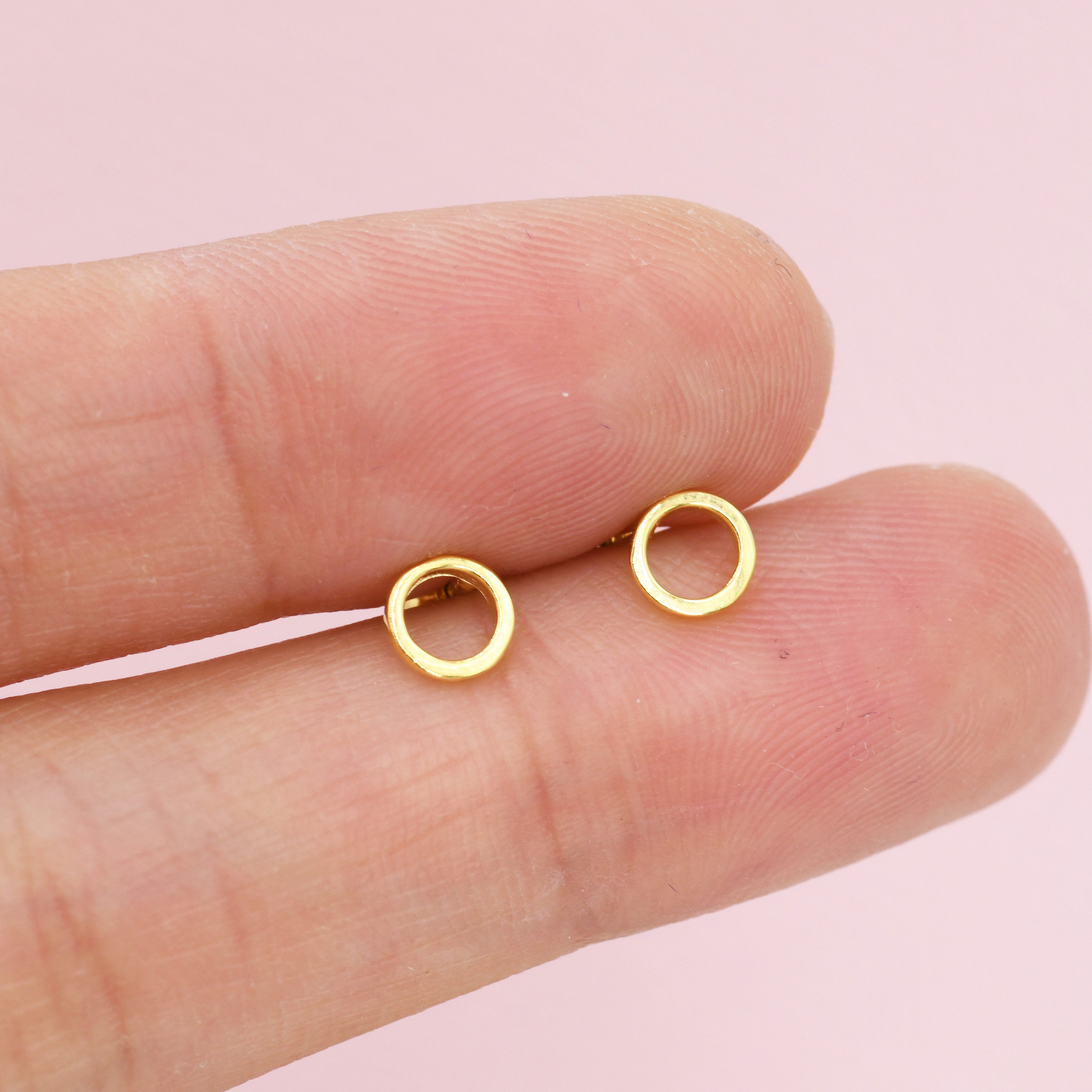 Open Circle Screw Back Earrings in Sterling Silver Silver Gold