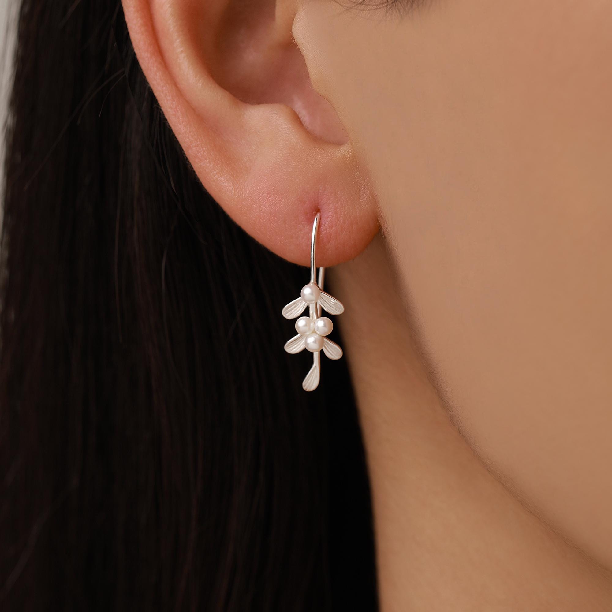 Orecchini in argento sterling con vischio: gioielli per le feste natalizie - Italia