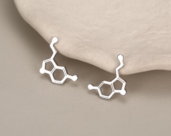 Sterling Silver Serotonin Molecule Charms for Hoop Earrings or Necklace