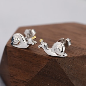 Snail Stud Earrings in Sterling Silver, Cute Snail Earrings, Silver Animal Earrings, Nature Inspired Jewellery image 2