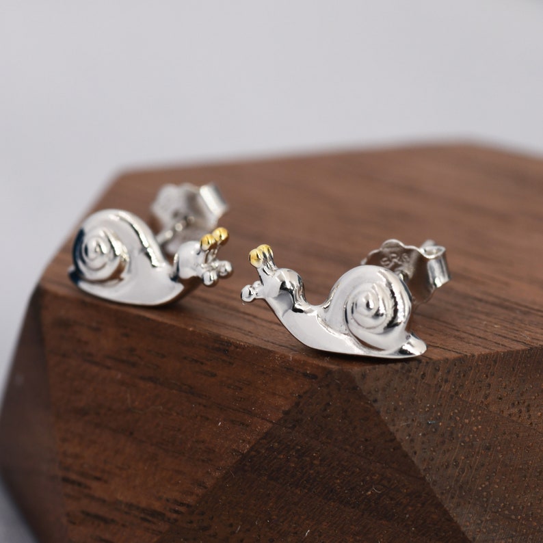 Snail Stud Earrings in Sterling Silver, Cute Snail Earrings, Silver Animal Earrings, Nature Inspired Jewellery image 2