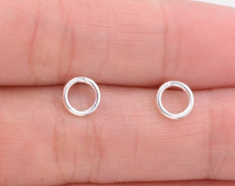 Sterling Silver Minimalist Open Circle Stud Earrings in Sterling Silver - Minimalist Geometric Design