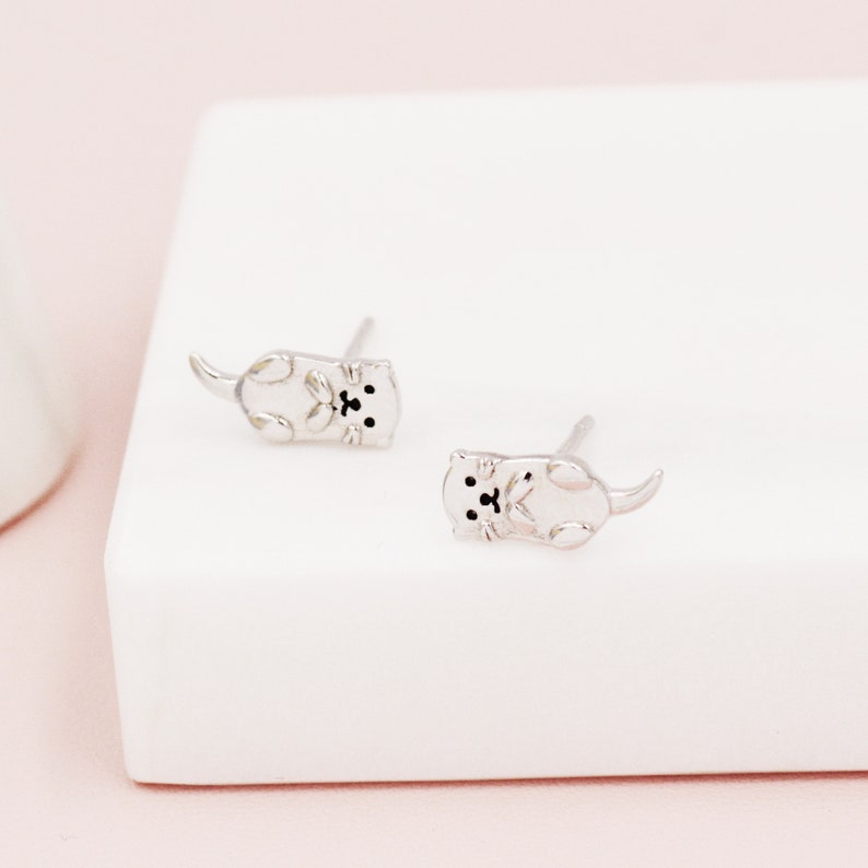 Otter Stud Earrings in Sterling Silver Smiling Otter Cute Animal Earrings Fun, Whimsical image 6