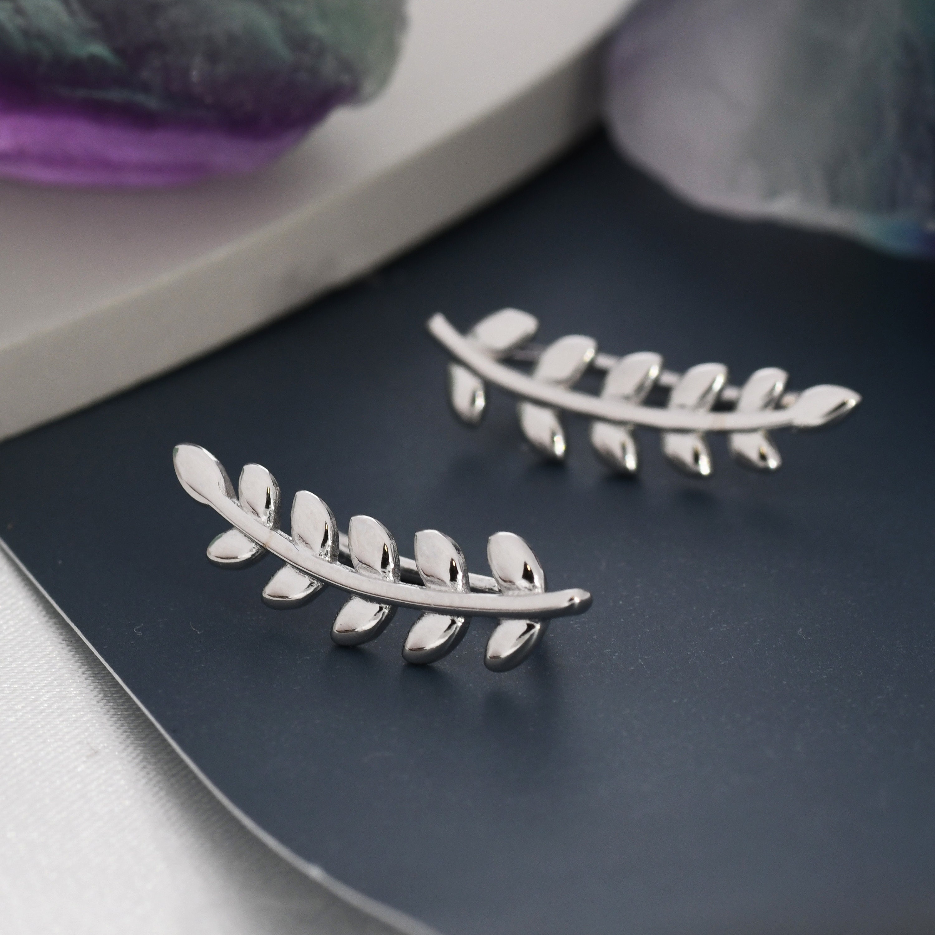 SOFIA MILANI - Orecchini da Donna in Argento 925 - con Pietra Zircone - Orecchino Pendente a Foglia - E2070