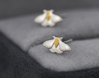 Moth Stud Earrings in Sterling Silver, Butterfly Earrings,  Insect Earrings, Nature Inspired Animal Earrings