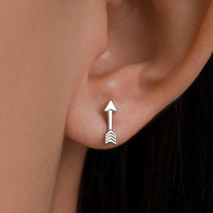Sterling Silver Tiny Little Arrow Stud Earrings, Silver or Gold,  Dainty, Cute, Quirky and Fun Jewellery