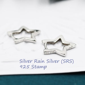 Star Huggie Hoop in Sterling Silver, Silver or Gold, Fun Star Hoop Earrings, Star Earrings image 7