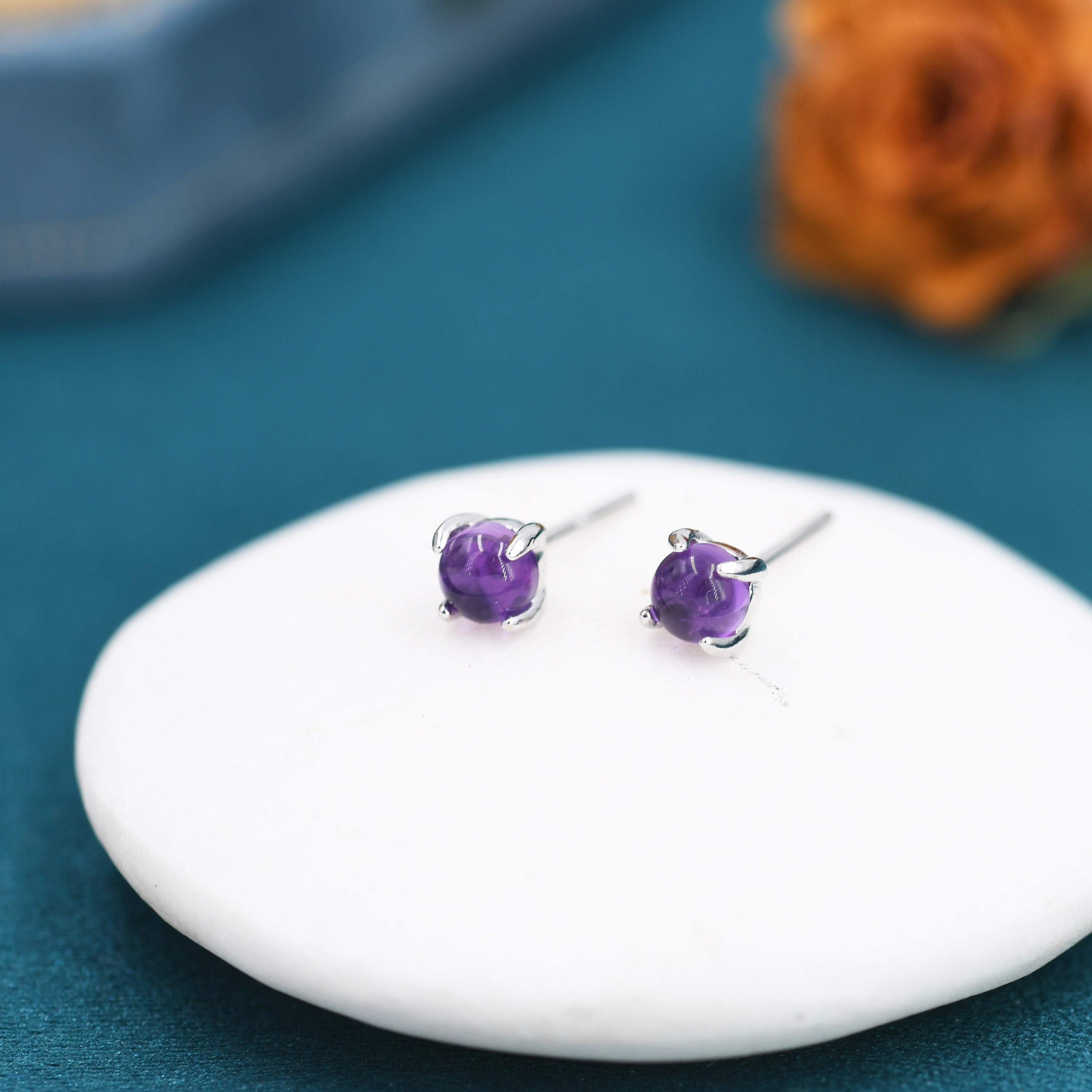 Small amethyst shop stud earrings