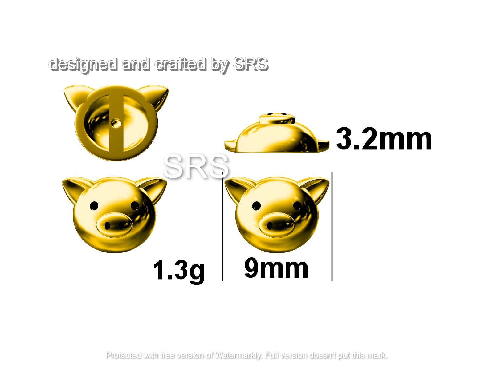 Cute Little Pig Stud Earrings in Sterling Silver - Silver and Rose Gold - Farm Animal Earrings - Whimsical and Pretty Jewellery