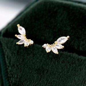 CZ Cluster Stud Earrings in Sterling Silver Silver or Gold - Etsy UK