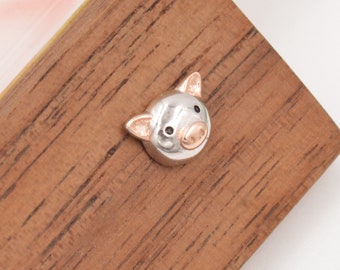 thumbnail image 2 of Pig Stud Earrings 925 Sterling Silver - Dainty Animal Farm Jewelry Gift 2 of 10