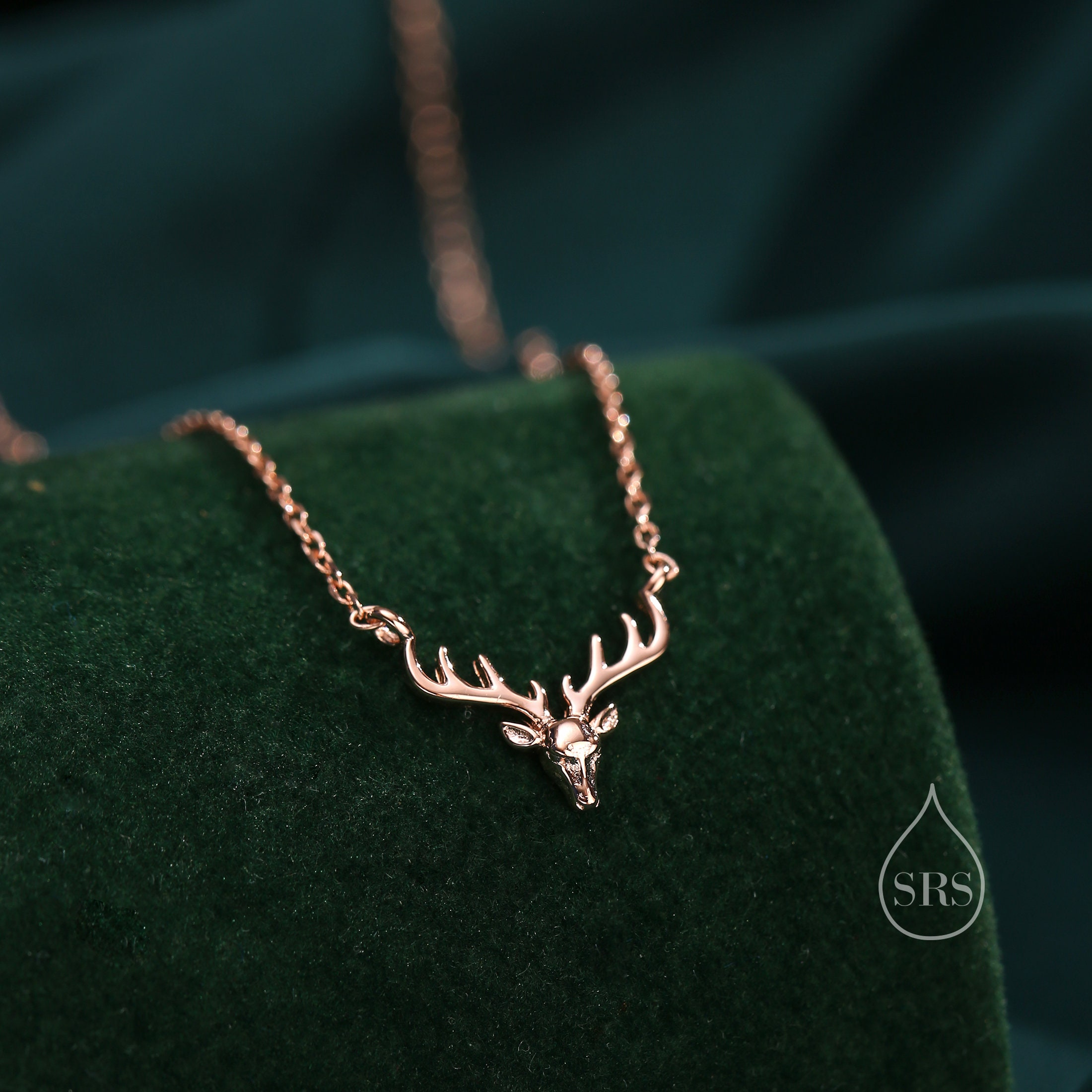 Stag Deer Necklace in Sterling Silver, Stag Head Necklace, Silver, Gold or Rose Gold - Cute Quirky and Fun Jewellery