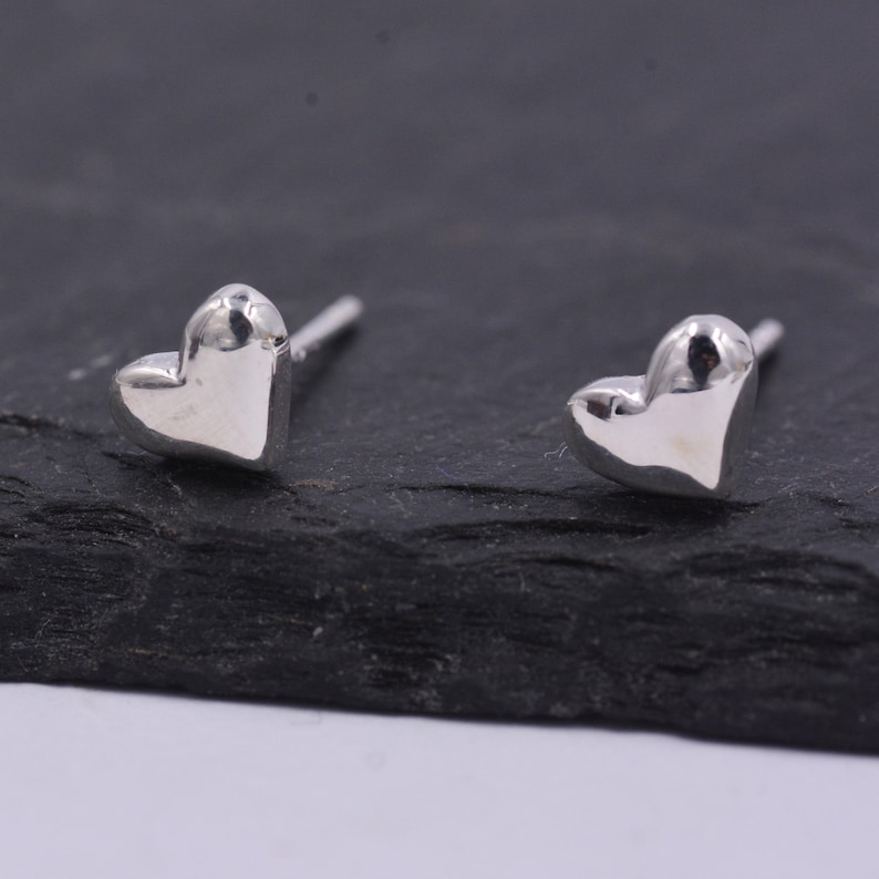 Small Pair of Heart Stud Earrings in Sterling Silver Simple - Etsy UK