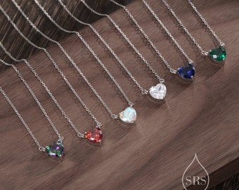 Mystic Topaz CZ Heart Pendant Necklace in Sterling Silver