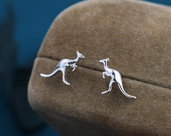 Sterling Silver Kangaroo Stud Earrings, Cute and Quirky Jewellery, Nature, Animal Earrings