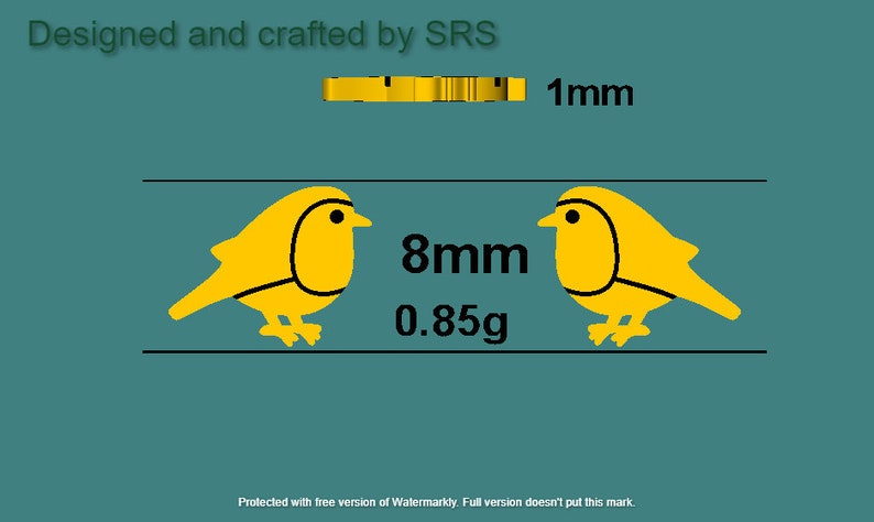 Pendientes Robin Stud en plata de ley, pendientes de pájaro de plata, plata y oro rosa, inspirados en la naturaleza imagen 8