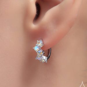 Orecchini a cerchio con zirconi cubici Star Constellation AB in argento sterling, argento o oro o oro rosa, diametro interno 9 mm, orecchini a cerchio con zirconi cubici,