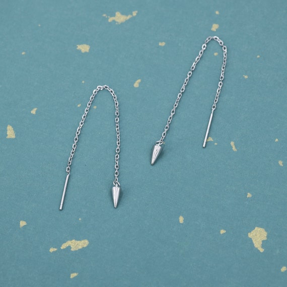 Orecchini a forma di freccia in argento sterling con cristalli CZ, argento, oro o oro rosa, orecchini a forma di freccia in CZ, orecchini rampicanti - Italia