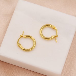 Pair of Minimalist Huggie Hoop Earrings in Sterling Silver,  Plain Hoop Earrings , Two Sizes Available, Simple Hoop Earrings