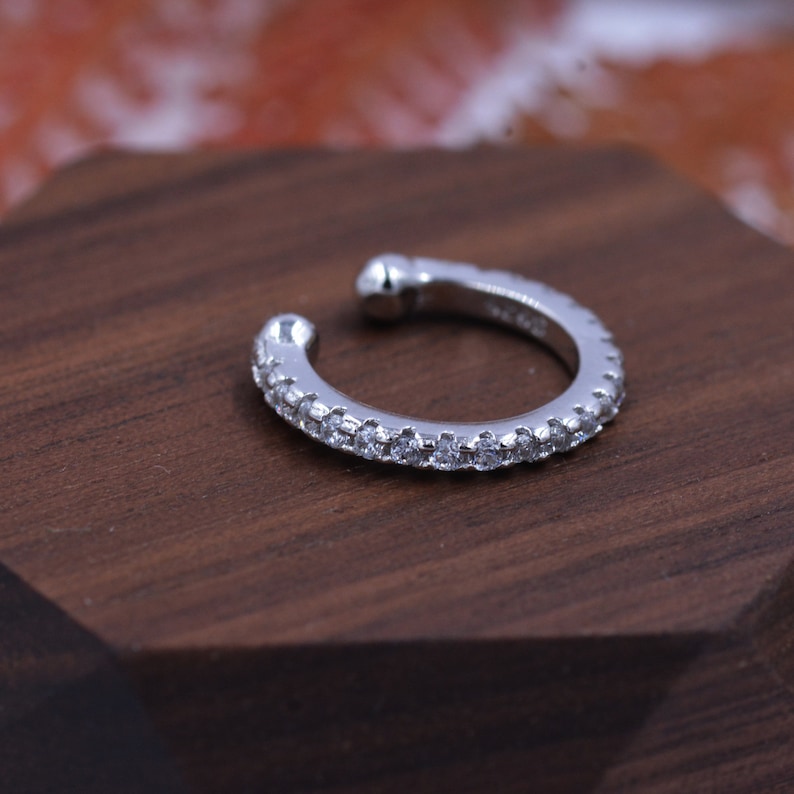 Sterling Silver CZ Crystal Ear Cuff Fine Pave Ear Cuff Etsy UK