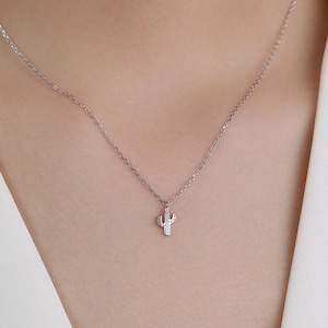 Extra Tiny Cactus Pendant Necklace in Sterling Silver, Silver or Gold, Cactus Necklace, Small Cactus Necklace, Cactus Pendant
