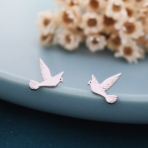 Dove Stud Earrings in Sterling Silver, Cute Dove Bird Earrings, Pigeon Earrings, Nature Inspired Animal Earrings image 7