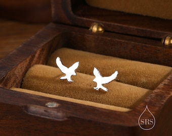 Flying Eagle Stud Earrings in Sterling Silver, Silver or Gold or Rose Gold, Sterling Silver Bird of Prey Earrings, Bird Earrings