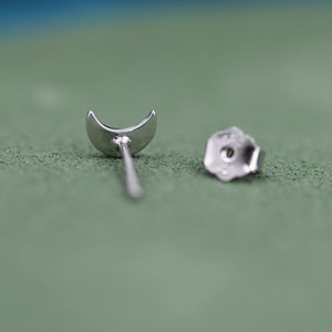 Extra Tiny Moon Stud Earrings in Sterling Silver, Small Moon Stud, Moon Earrings, Celestial Jewellery image 6