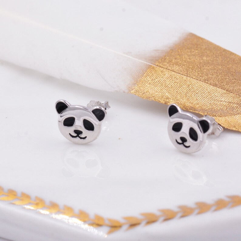 Sterling Silver Panda Bear Stud Earrings, Cute and Quirky Jewellery, Nature, Animal Earrings image 6