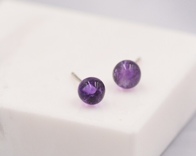 Grey Labradorite Gemstone Stud Earrings Simple Ball Earrings Etsy