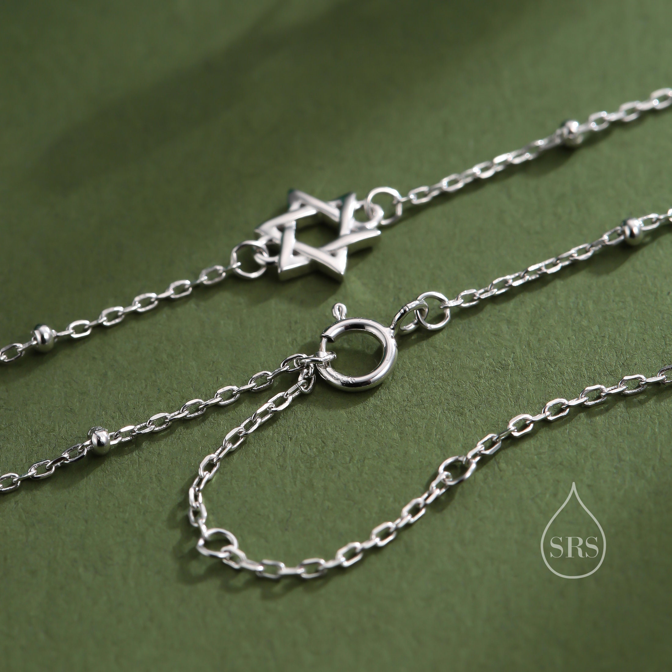 Bracelet Réglable Argent 925 Et Zircone - Étoile De David, Ton Or Rose, Neuf Sans Emballage