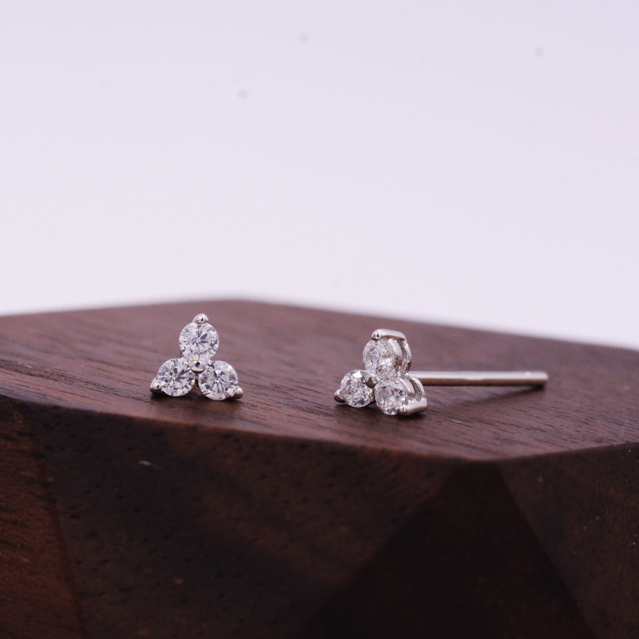 Very Tiny Three Dot Trio Stud Earrings in Sterling Silver With - Etsy