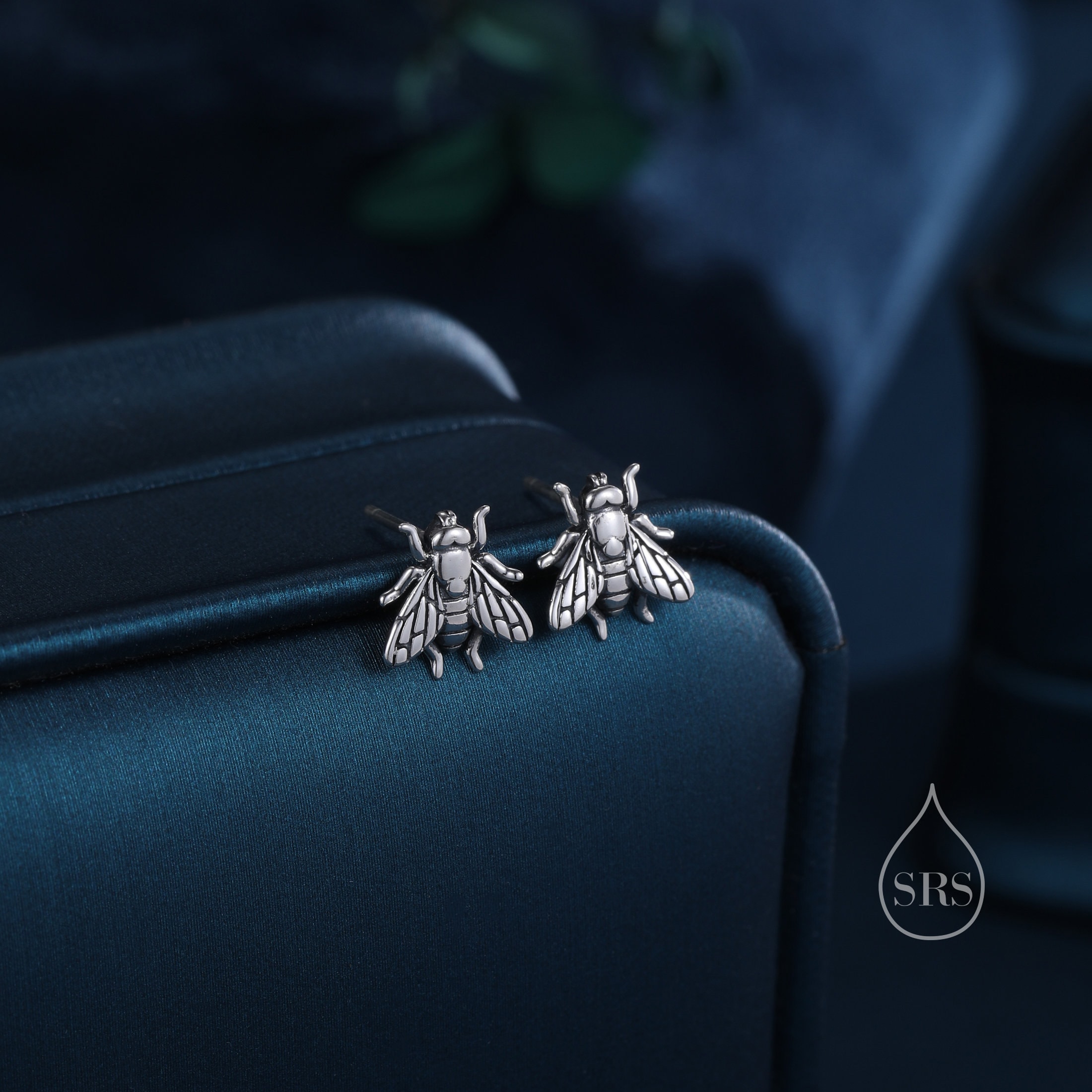 Orecchini A Bottone In Argento Sterling A Forma Di Mosca: Gioielli Minimalisti A Forma Di Insetto - Italia - Foto 8